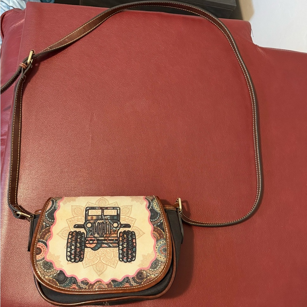 Brown and Tan jeep Crossbody Bag